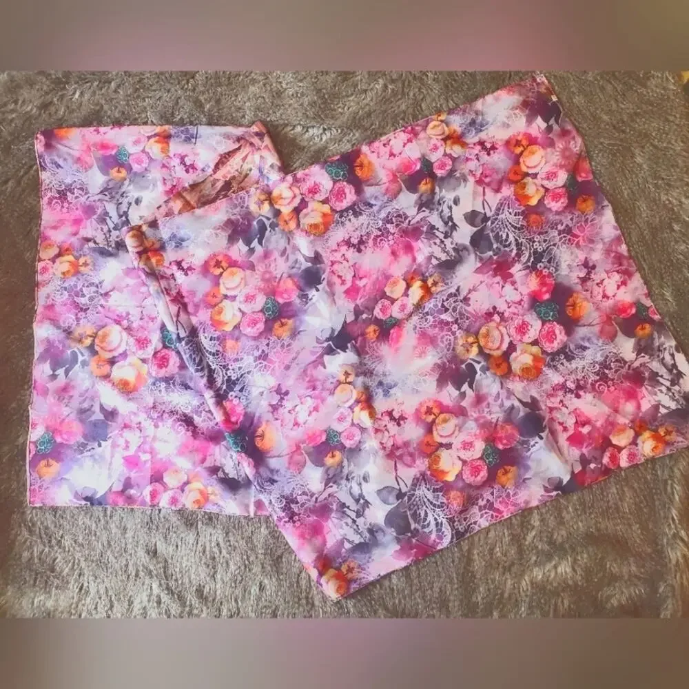 Vintage ART DECO Silk Scarf Reversible Extra Large 62